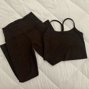 Beyond Yoga Slim Racerback Tank Leggings Set Espresso Spacedye
